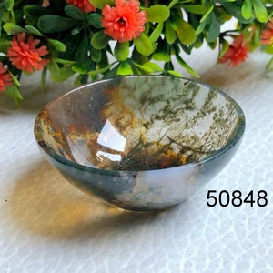 Moosachat Edelsteinschale emotionale Ausgeglichenheit anziehen Freundschaft Liebe Bindung Selbstausdruck Glück Energie Verstärker 51 x 51 mm 50848
