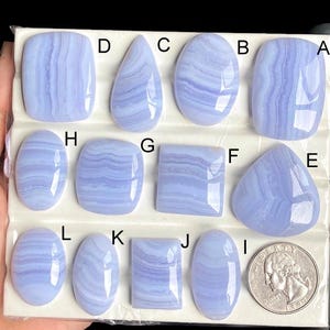Cabochons d'agate en dentelle bleue sélectionnée, pierre semi-précieuse naturelle pour la fabrication de bijoux, bijoux faits main en agate de dentelle LOT-230