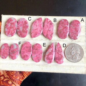 Pares de aretes de thulita seleccionados en cabujón, piedra semipreciosa natural para joyería, aretes hechos a mano estilo suroeste, lote de 108