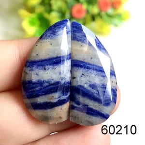 Pares de pendientes facetados de jaspe sodalita, piedra preciosa natural semipreciosa de sodalita tallada en rosa para hacer pendientes, pendientes de sodalita hechos a mano
