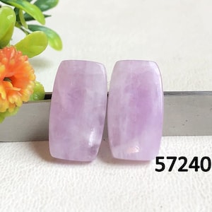 Paire de boucles d'oreilles cabochon en kunzite, Paires de pierres semi-précieuses pour la fabrication de boucles d'oreilles, Cabochons polis à la main, Pierre de guérison