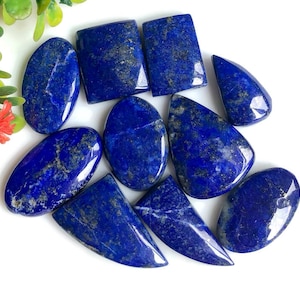 Lapislazuli-Cabochons, ca. 18–28 mm, wie abgebildet, 10 Stück, zur Herstellung von Halsketten, Drahtwickelschmuck, natürlicher Edelstein 59801