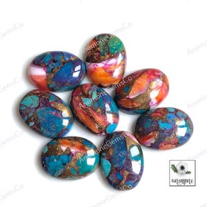 Lote de cabujón de turquesa de cobre Mojave rosa de 13 x 18 mm, piedra preciosa suelta de turquesa ostra espinosa Mojave ovalada calibrada