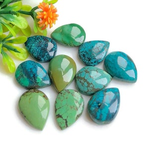 Turquoise Cabochon 12x16mm Peervorm 10 stuks veel, unieke ambachtelijke ontwerpen - unieke edelsteen cabochon, handgemaakte echte turquoise