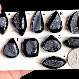 Geselecteerde zwarte venster Druzy-edelsteen, natuurlijke venster Druzy genezing edelsteen voor sieraden maken, Druzy Wester-stijl sieraden maken LOT-8