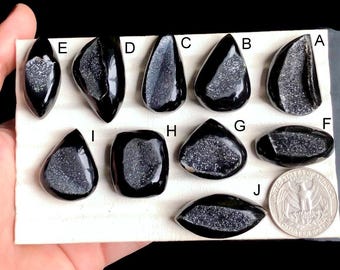 Selected Black Window Druzy Gemstone, Natural Window Druzy Healing Gemstone For Jewelry Making, Druzy Wester Style Jewelry Making LOT-8