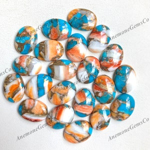 Cabochão oval turquesa de ostra espinhosa 13x18mm, lote de pedras preciosas soltas turquesa de cobre mojave para pingente de brinco e fabricação de joias
