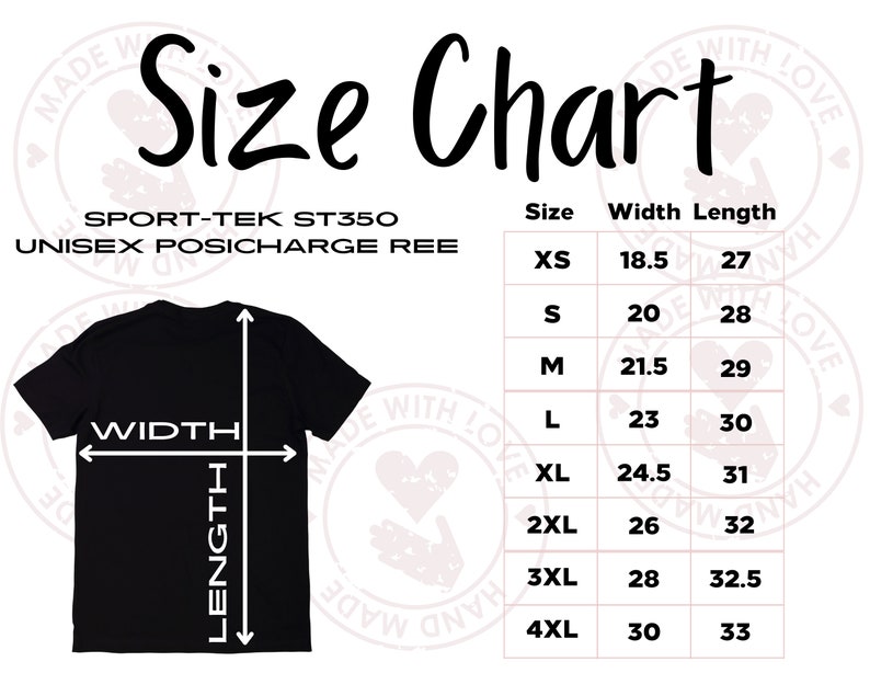 Sporttek ST350 Tshirt Size Chart Sporttek Unisex Posicharge Competitor Tee Size Chart for Re