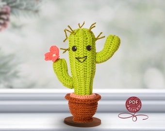 Crochet pattern. Amigurumi Cactus and  Flowerpot. DIY crochet tutorial PDF.