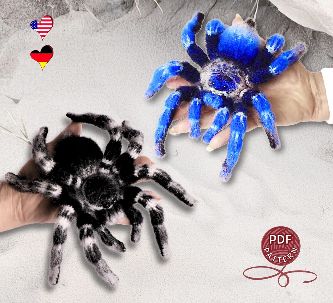 Crochet Spider Pattern: Whiteknee & Cobalt Blue Tarantulas (PDF