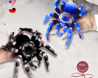 Crochet Spider Pattern: Whiteknee & Cobalt Blue Tarantulas (PDF Tutorial)