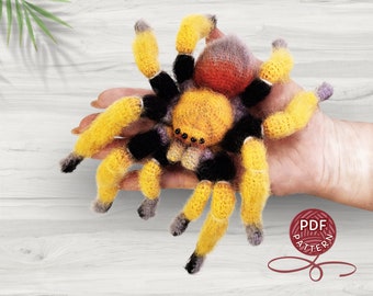 Crochet pattern. Amigurumi Spider. Yellow Tarantula. DIY crochet tutorial PDF.