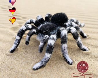 Amigurumi Spider. Crochet imitation of a real Whiteknee Tarantula. Crochet pattern PDF.