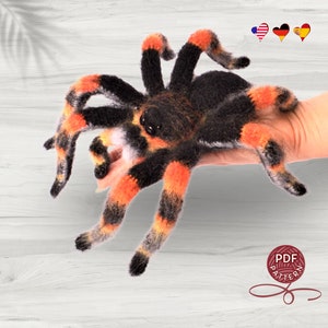 Crochet pattern. Amigurumi Spider.Mexican Redknee Tarantula. DIY crochet tutorial PDF.