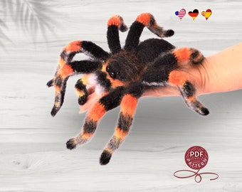 Crochet pattern. Amigurumi Spider.Mexican Redknee Tarantula. DIY crochet tutorial PDF.