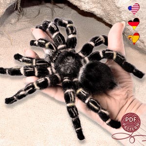 Realistic Crochet Spider Pattern – Costa Rican Zebraknee Tarantula | Amigurumi PDF Tutorial.