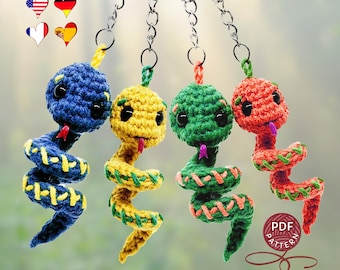 Crochet Snake Keychain. Amigurumi Snake. Pattern – PDF Tutorial.