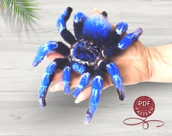 Crochet Pattern. Amigurumi Spider. Cobalt-blue Tarantula. DIY crochet tutorial PDF.