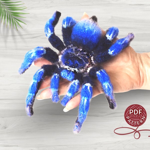 Crochet Pattern. Amigurumi Spider. Cobalt-blue Tarantula. DIY crochet tutorial PDF.