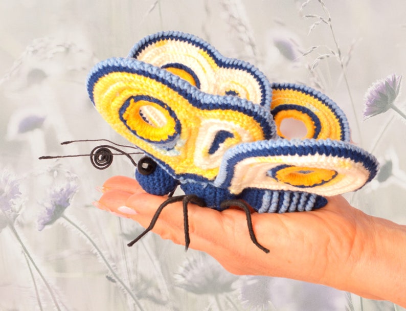 Modèle au crochet. Amigurumi Papillons Paon Oeil. Deux modèles en un.Tutoriel de crochet DIY PDF. image 9