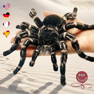 Realistisch gehaakt spinpatroon – Costa Ricaanse zebraknee-tarantula | Amigurumi pdf-zelfstudie.