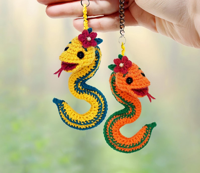 Crochet Pattern Snakes Keychain. Two Patterns in One. Amigurumi Snakes ...