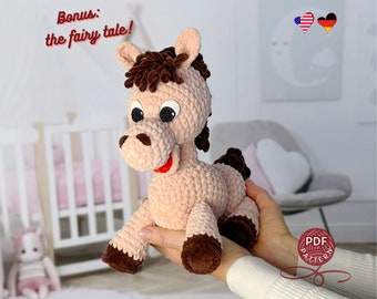 Crochet pattern. Amigurumi Pluse Horse. DIY crochet tutorial PDF.