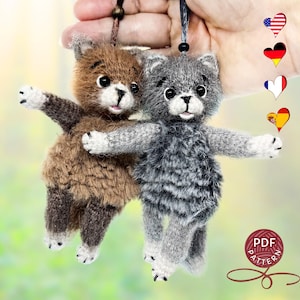 Patrón de llavero de gatito a crochet. Juguete de peluche amigurumi y antiestrés (Patrón PDF).