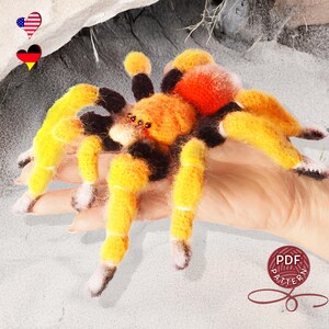 Crochet pattern. Amigurumi Spider. Yellow Tarantula. DIY crochet tutorial PDF.