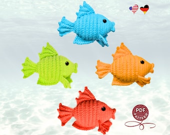 Crochet pattern. Amigurumi Fish. DIY crochet tuturial PDF.
