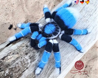 Crochet pattern. Amigurumi Spider. Blue Tarantula. DIY crochet tutorial PDF.