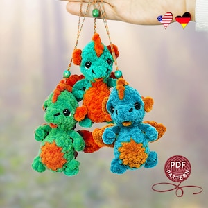 Amigurumi keychain Little Dragon. Crochet pattern.