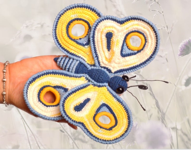 Modèle au crochet. Amigurumi Papillons Paon Oeil. Deux modèles en un.Tutoriel de crochet DIY PDF. image 10