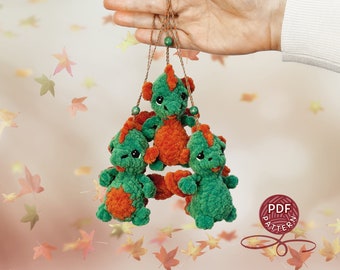 Modèle au crochet en peluche dragon. Porte-clés Amigurumi Dragon. Tutoriel de crochet DIY en PDF.