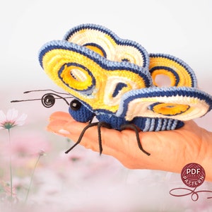 Crochet pattern. Amigurumi butterfly. DIY crochet tutorial PDF.