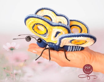 Crochet pattern. Amigurumi butterfly. DIY crochet tutorial PDF.