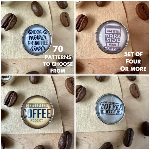 Coffee Snap Charms Jewelry, Rings, Necklaces, Earrings, Coffee Sayings, Coffee Lover Gifts, Fits 18-20mm GingerSnaps, Noosa, Magnolia & Vine