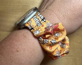 Fall Organic Cotton Scrunchie Apple Watch Band, Garmin Elastic Strap
