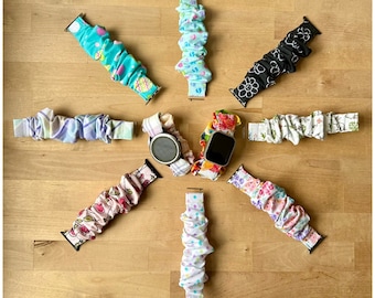 Spring Cotton Scrunchie Watch Band, Apple, Garmin, Samsung or Hair Scrunchie