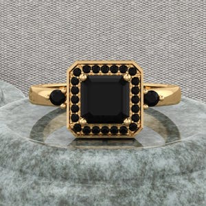 Schwarz Onyx Ring Statement Ring Schutzring Verlobungsring Jahrestag Versprechen Ring Braut Ehering Geschenk für sie Geburtstag