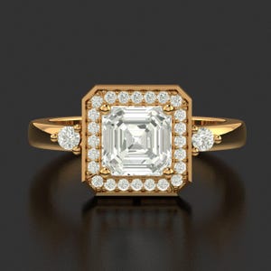 14k Gelbgold Diamant Moissanite Hochzeit Ring Verlobungsring Solitaire Ring Passende Band für Frauen Handgemachter Schmuck CZ Bandring