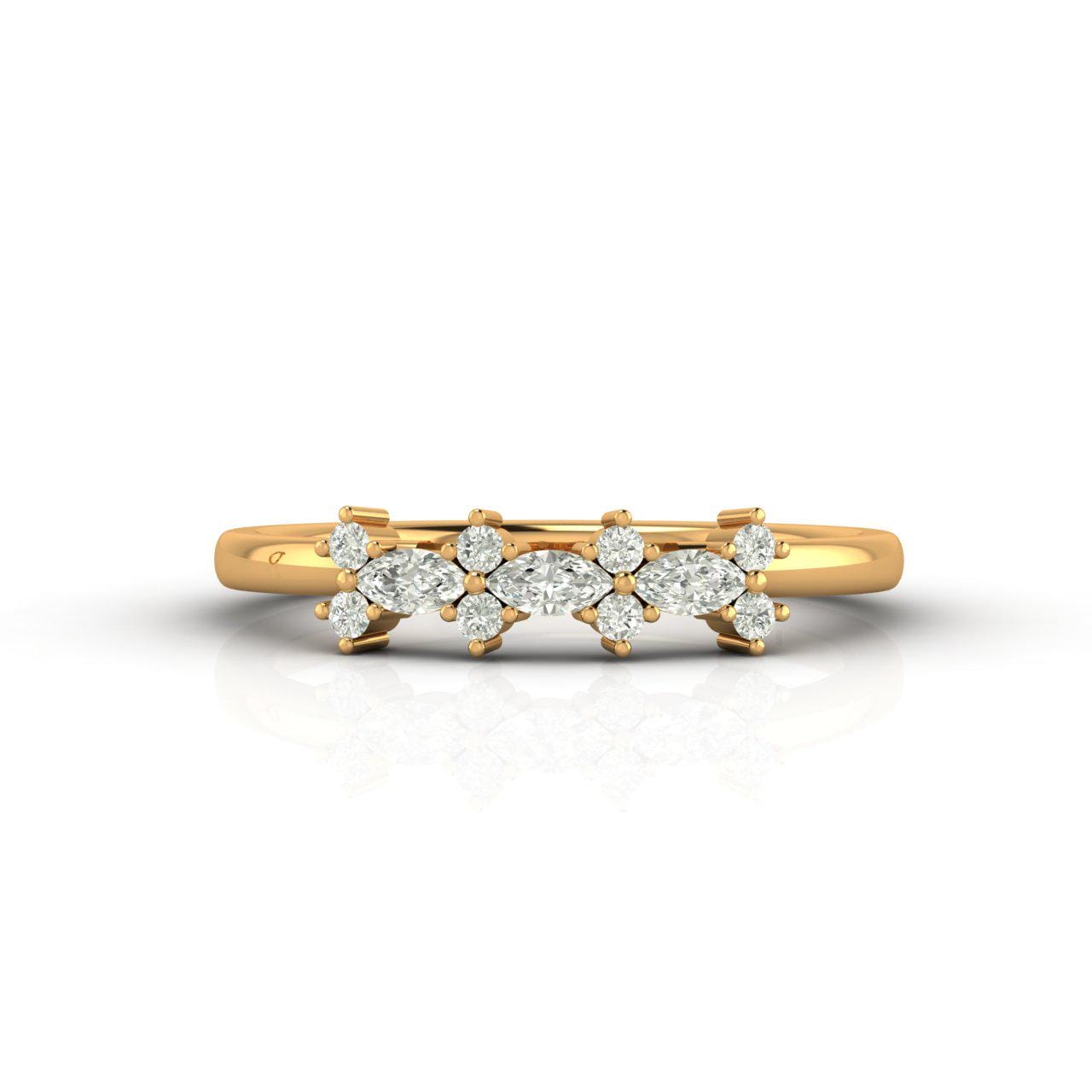 Marquise Cut Moissanite Wedding Band 14k Gold Half Eternity Stackable ...