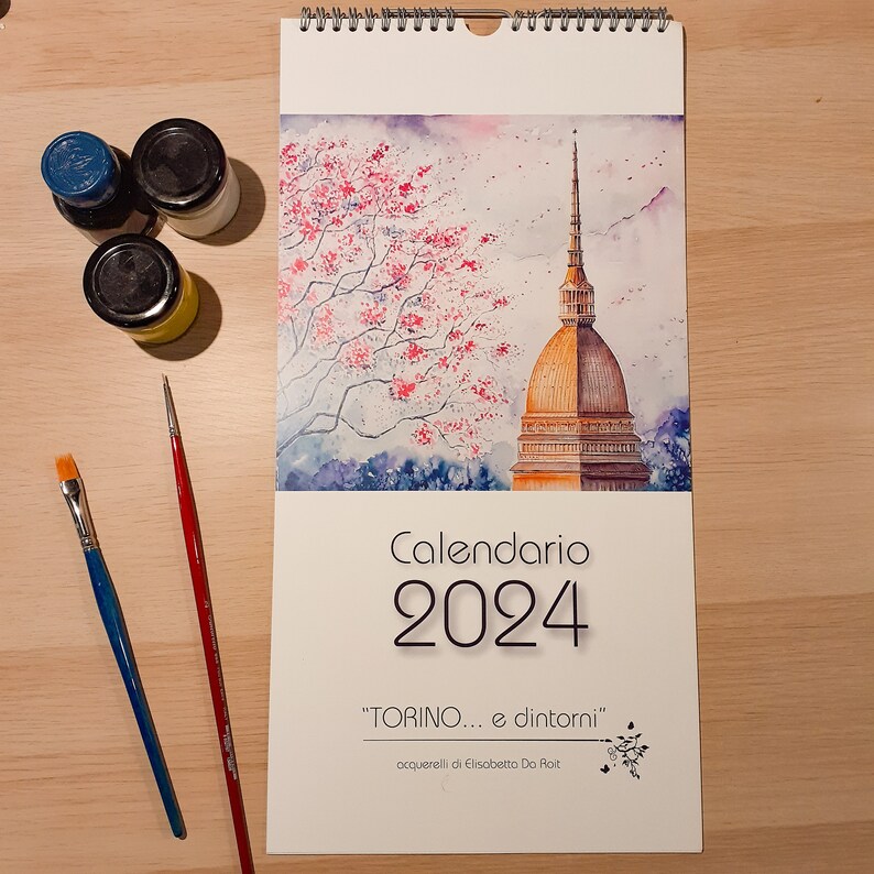 calendario 2024, ad acquerello Torino e dintorni