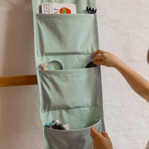 Canvas wandopberger – lange hangende opberger voor slaapkamer, kantoor, afstandsbediening, boeken en glazen | Minimalistische boho-muurdecoratie