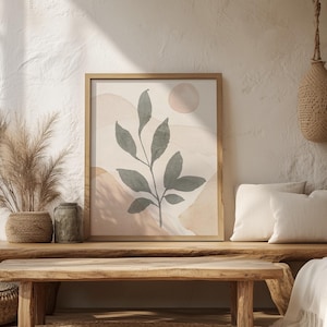 Boho Plant Art Print, PRINTABLE Wall Art, Botanical Poster, Abstract Plant Print, Neutral Wall Art, Boho Home Decor, DIGITAL DOWNLOAD