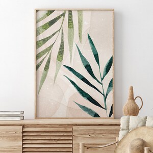 Abstract Botanical Print, PRINTABLE Wall Art, Boho Home Decor, Neutral Wall Art, Abstract Tropical Leaves Print, DIGITAL DOWNLOAD
