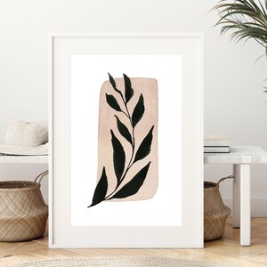 Abstract Botanical PRINTABLE Wall Art, Minimalist Neutral Wall Print, Modern Botanical Print, Black Botanical Modern Art | DIGITAL DOWNLOAD