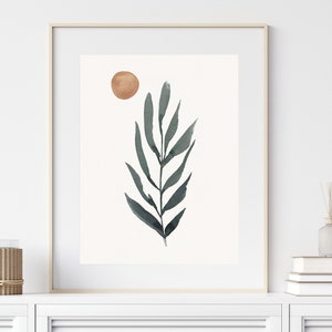 Abstract Botanical Print, Printable Wall Art, Boho Home Decor, Minimalist Poster, Neutral Wall Art, Modern Digital Print, Digital Download