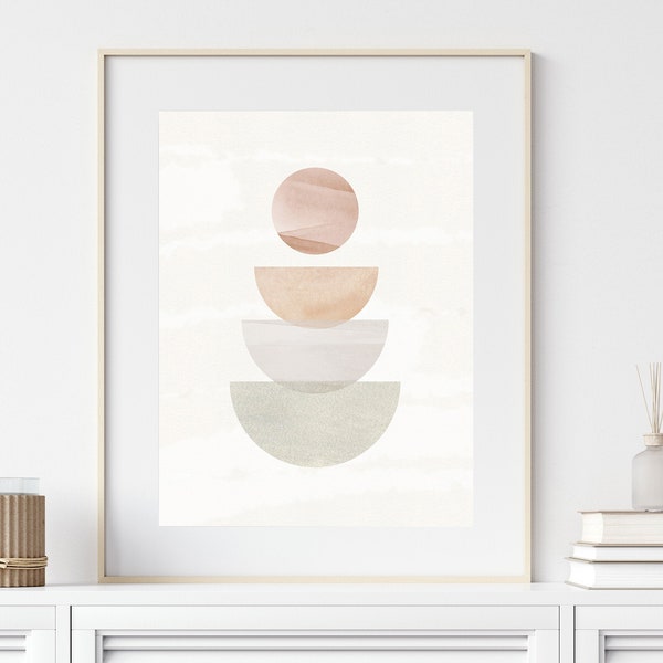 Half Circle PRINTABLE Wall Art, Abstract Bowls, Mid Century Modern, Geometric Art Print, Boho Wall Decor, Minimalist Print, DIGITAL DOWNLOAD