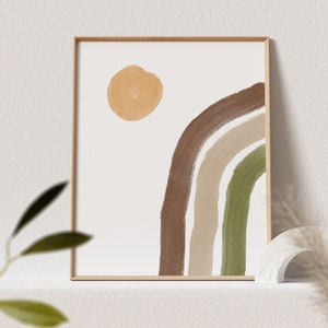 Boho Nursery Printable Art, Rainbow Print, Earth Tone Gender Neutral Nursery Wall Art, Sun and Rainbow Nursery | DIGITAL DOWNLOAD